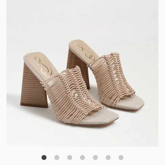 Sam Edelman Beige Woven Heeled Mules - Picture 1 of 11